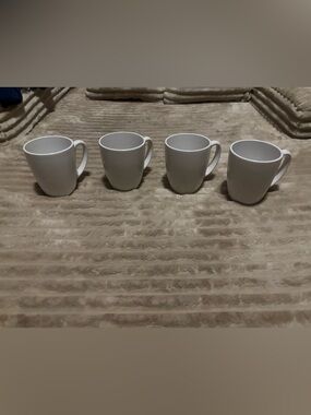 Vintage Corelle White Stoneware Coffee Mugs - Set of 4